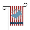 Garden flag with red and white stripes, Lake Mascuppic map, and "The Smith Family."