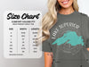 Comfort Colors 1717 heavyweight adult tee size chart with width and length measurements.