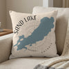 Sand Lake Ontario map design on a decorative throw pillow.