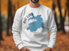 White sweatshirt with Big Lake Arizona map graphic and compass accent.