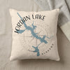 Pillow with Jordan Lake map and compass design, and text "JORDAN LAKE ALABAMA".