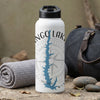 White water bottle with lake outline, compass, and "Ingo Lake Mississippi" text.