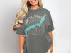 Grey t-shirt with turquoise Lake Ullswater map and compass graphic.