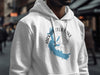 White hoodie with Arkabutla Lake design and compass graphic.