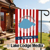 Garden flag with Lake Pontchartrain map, red and white stripes, and "The Smith Family".