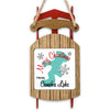 Wooden sled ornament with red runners, text "Merry Christmas From Canobie Lake" and snowflakes.