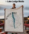 Throw blanket featuring Seneca Lake map and compass design with "New York" text.
