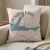 Grenada Lake Mississippi map on a light-colored pillow with compass design.