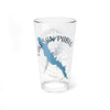 Clear glass pint glass with Lake San Pablo map and compass design.