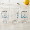 Three clear glasses with "Lake Shasta" and a compass rose design.