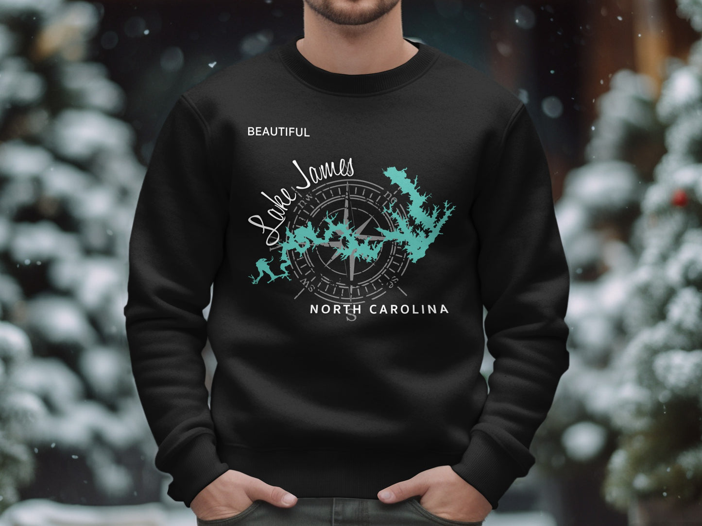 Lake James North Carolina Map Design T-Shirt or Sweatshirt