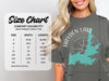 Comfort Colors size chart for heavyweight adult tee, with width and length measurements in inches.