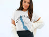 White t-shirt with Keechelus Lake map and compass design, Washington state print.