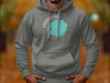 Crater Lake Oregon graphic on a grey hooded sweatshirt