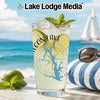 Glass with lime and mint, featuring "Falcon Lake" and Texas map design.