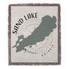 Sand Lake Ontario blanket with compass rose and map silhouette.