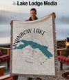 Blanket with Rainbow Lake shape, compass rose, and "MAINE" text.