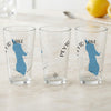 Three clear glasses featuring the silhouette of Peyto Lake and compass rose.