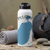 White water bottle with blue lake map and "Pulaski" text.