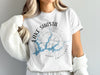 White t-shirt with Lake Shasta California design and compass rose.