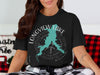 Black t-shirt with Longview Lake Missouri map and compass graphic.