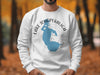 White sweatshirt with blue Lake Tohopekaliga Florida graphic and compass rose.