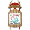 Wooden sled ornament with "Merry Christmas FROM Lake Thunderbird" text.