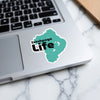 Turquoise Istokpoga Life sticker on a laptop keyboard.