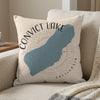 Convict Lake California map on a decorative pillow with a compass rose.