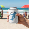 Canobie Lake New Hampshire can cooler held in hand on beach.