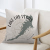 Pillow with Lake Las Vegas Nevada map and compass graphic.