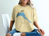 Light yellow t-shirt with Bow Lake Alberta map, compass, and text.