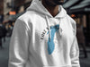 White hoodie with Lake Michigan map and compass graphic including Illinois.