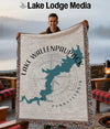 Woven blanket featuring the map of Lake Wallenpaupack, Pennsylvania.