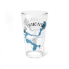 Glass with blue Lake Lahontan map outline, compass, and Nevada text.