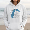 White hoodie with "Grand Lake Colorado" text and compass graphic.