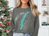 Gray graphic sweatshirt with Yale Lake map and compass design in Washington.