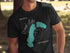 Black t-shirt with teal Grand Lake map and compass graphic.