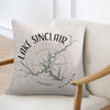 Lake Sinclair Georgia map pillow with compass rose design.