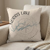 Decorative pillow with Norris Lake map and compass rose design.