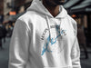 White hoodie with Logan Martin Lake Alabama map and compass design.