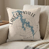 Lake Glenville map and compass design on a beige lumbar pillow.
