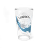 Clear glass pint glass with blue Lake Marion map and compass graphic.