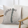 Decorative pillow with Conesus Lake map, compass rose, and New York text.