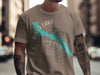 Brown t-shirt with Bass Lake California graphic and compass design.