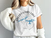 White t-shirt with "Greers Ferry Lake Arkansas" text and a compass rose map.