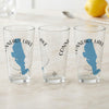 Three glasses with "Conneaut Lake" and a blue lake outline design.