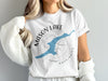 White t-shirt with blue Mason Lake map and compass graphic, Washington.