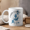 White mug with "Chain O'Lakes Illinois" and a map on a compass rose.