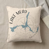 Cream pillow with Lake Mead Arizona map and compass rose graphic.